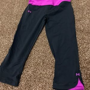 Under Armour Black and Pink Cropped Track Pants